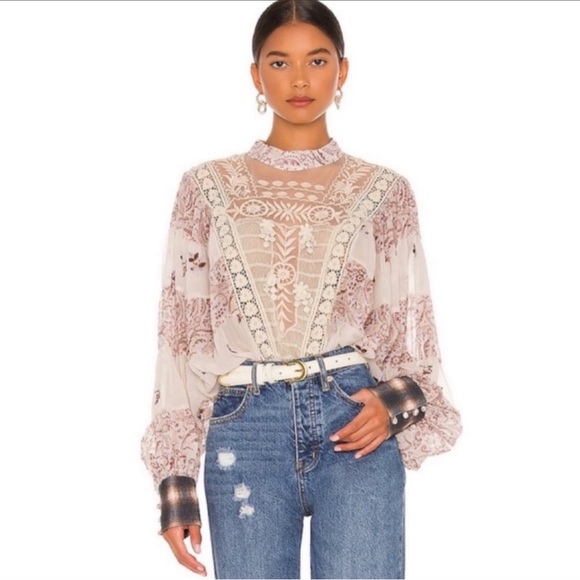 Free People Tops - 🦄UNICORN FIND🦄NWT Free People | Fiona Lace Peasant Blouse